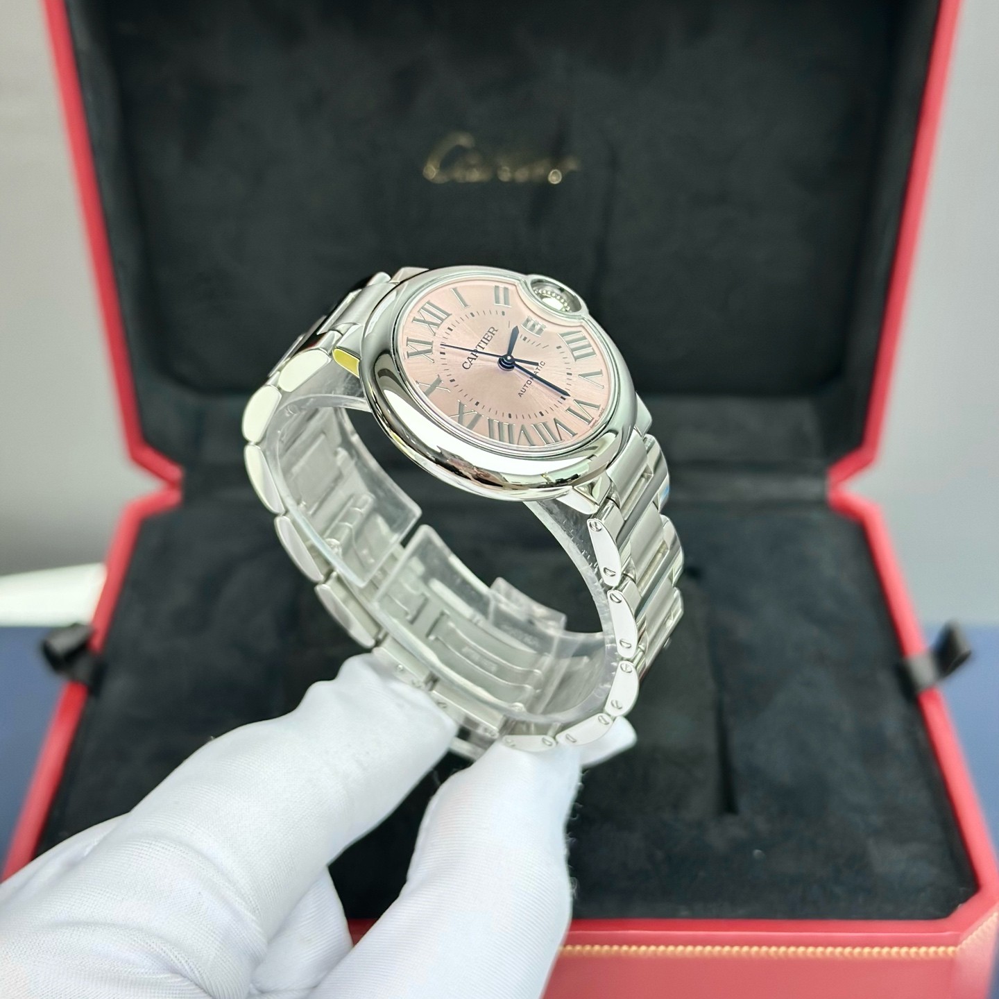 99新 Cartier/卡地亚 WSBB0068蓝气球33mm精钢粉盘钢链全套2024.5