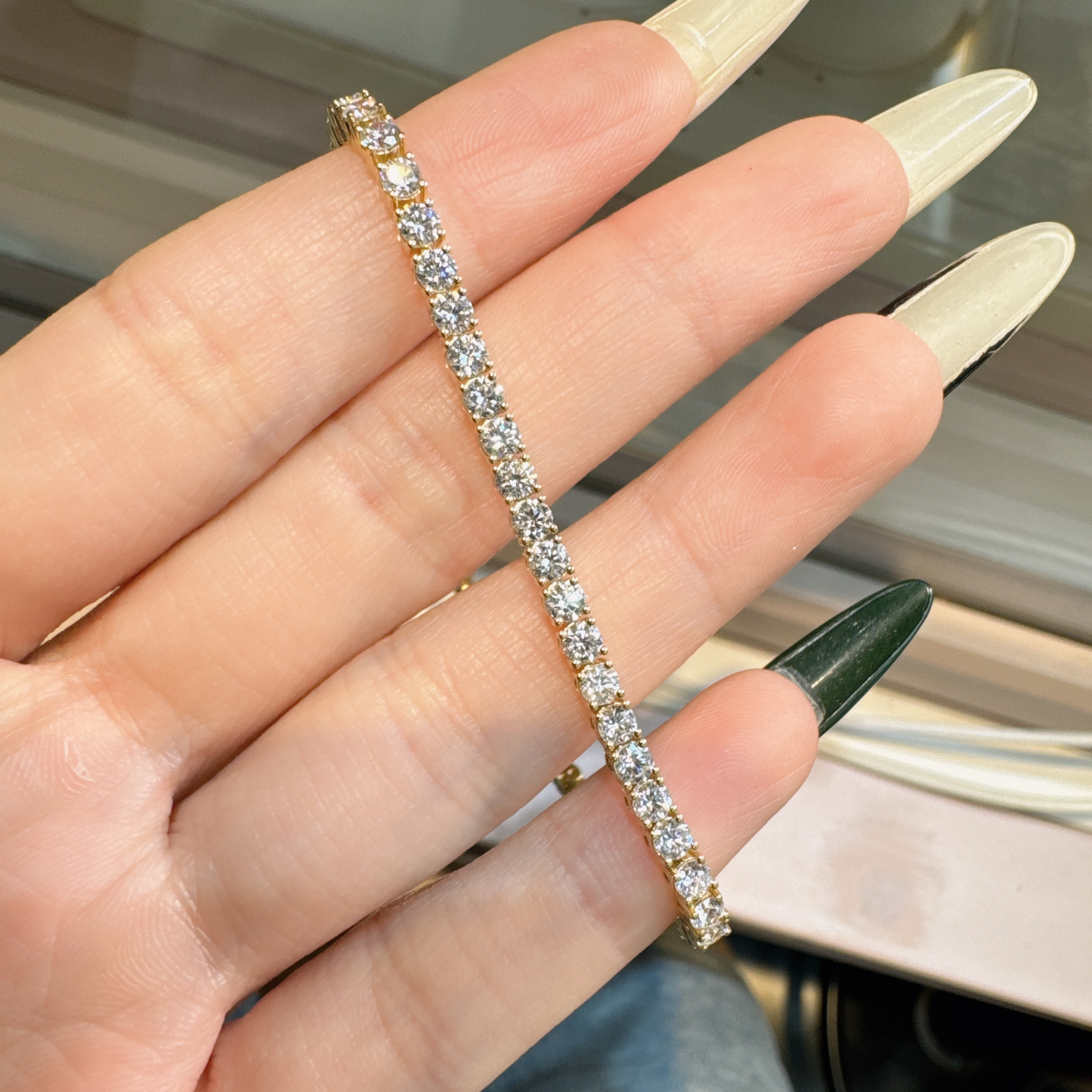 实验室培育钻石【念慈高定】18k黄金色15分网球手链定制链接｜不退换