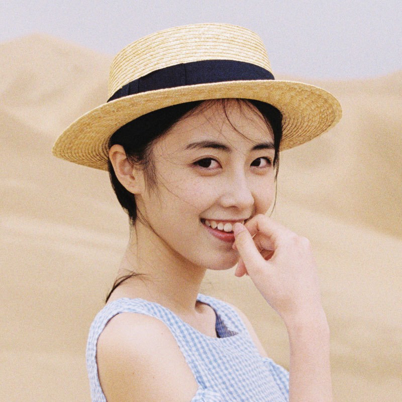 松本月家奢品超细麦秆草平顶帽出游度假男女夏季平顶草帽夏日穿搭
