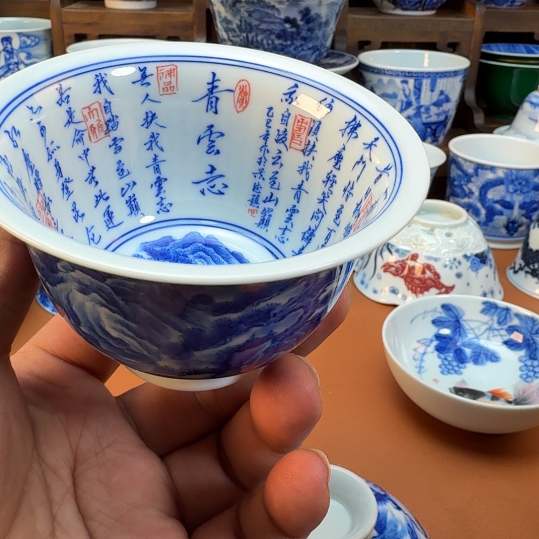 发***雪陶杯子景德镇全手工手绘陶瓷