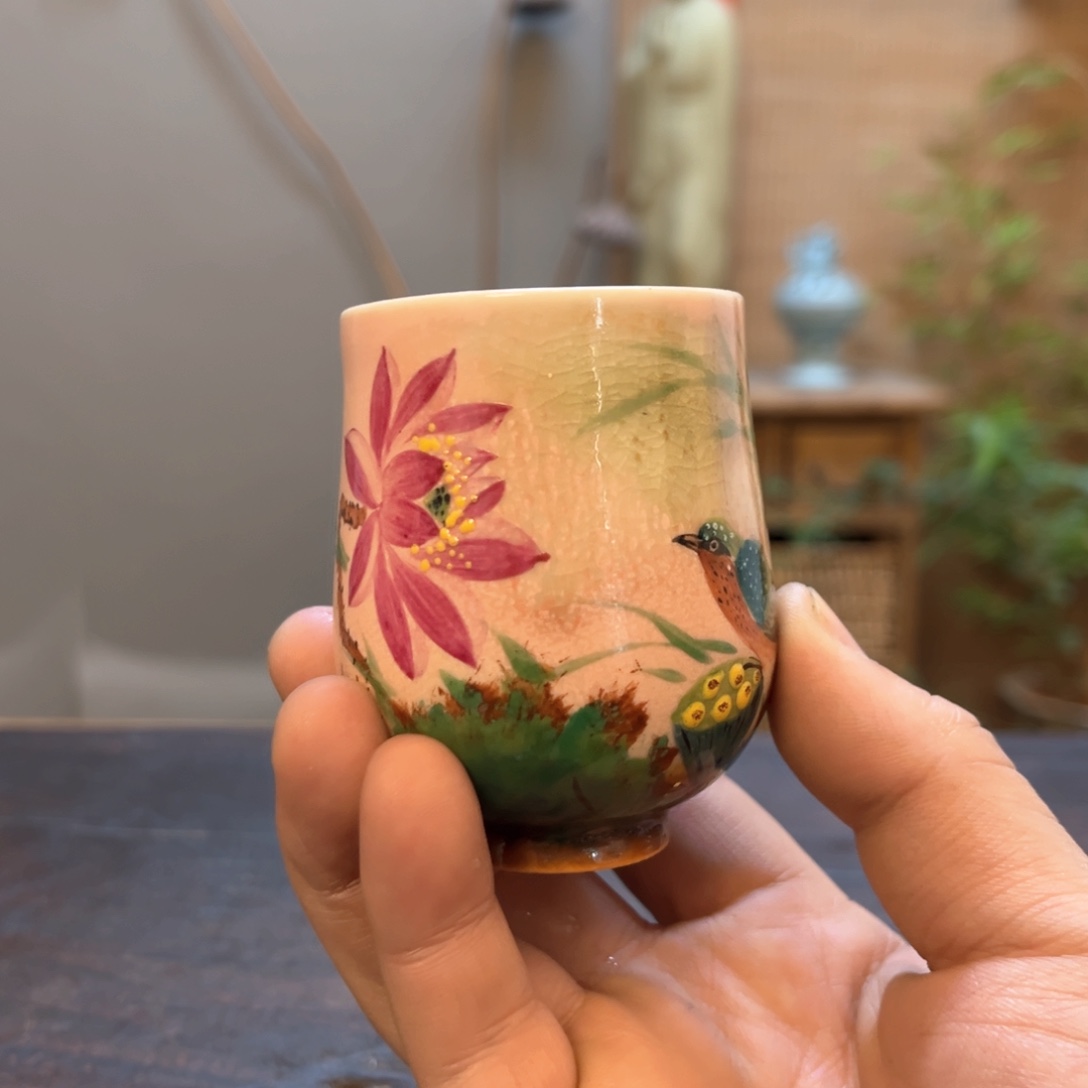 杯柴烧手工手绘陶瓷