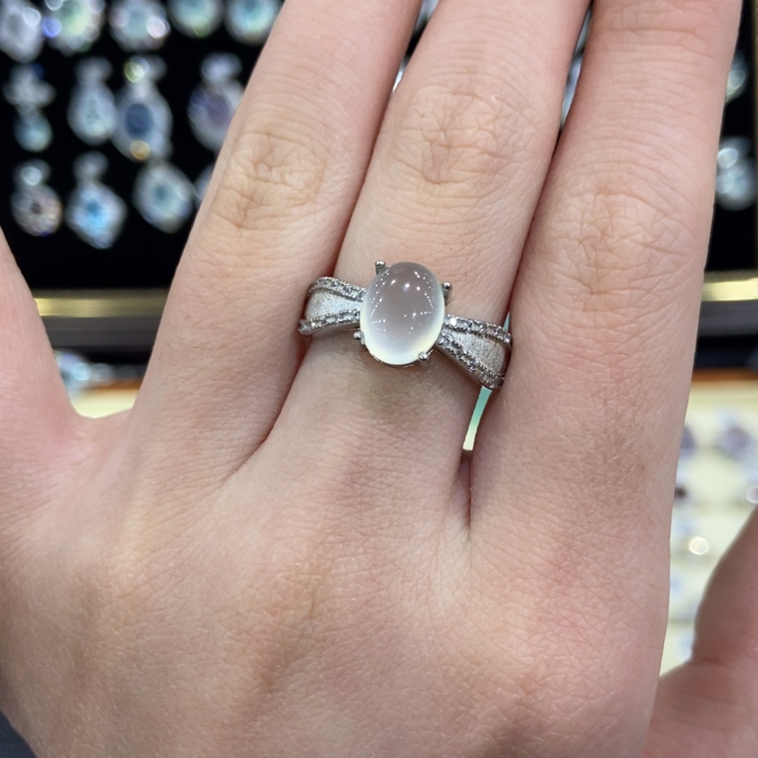 蛇纹石玉银S925镶嵌戒指