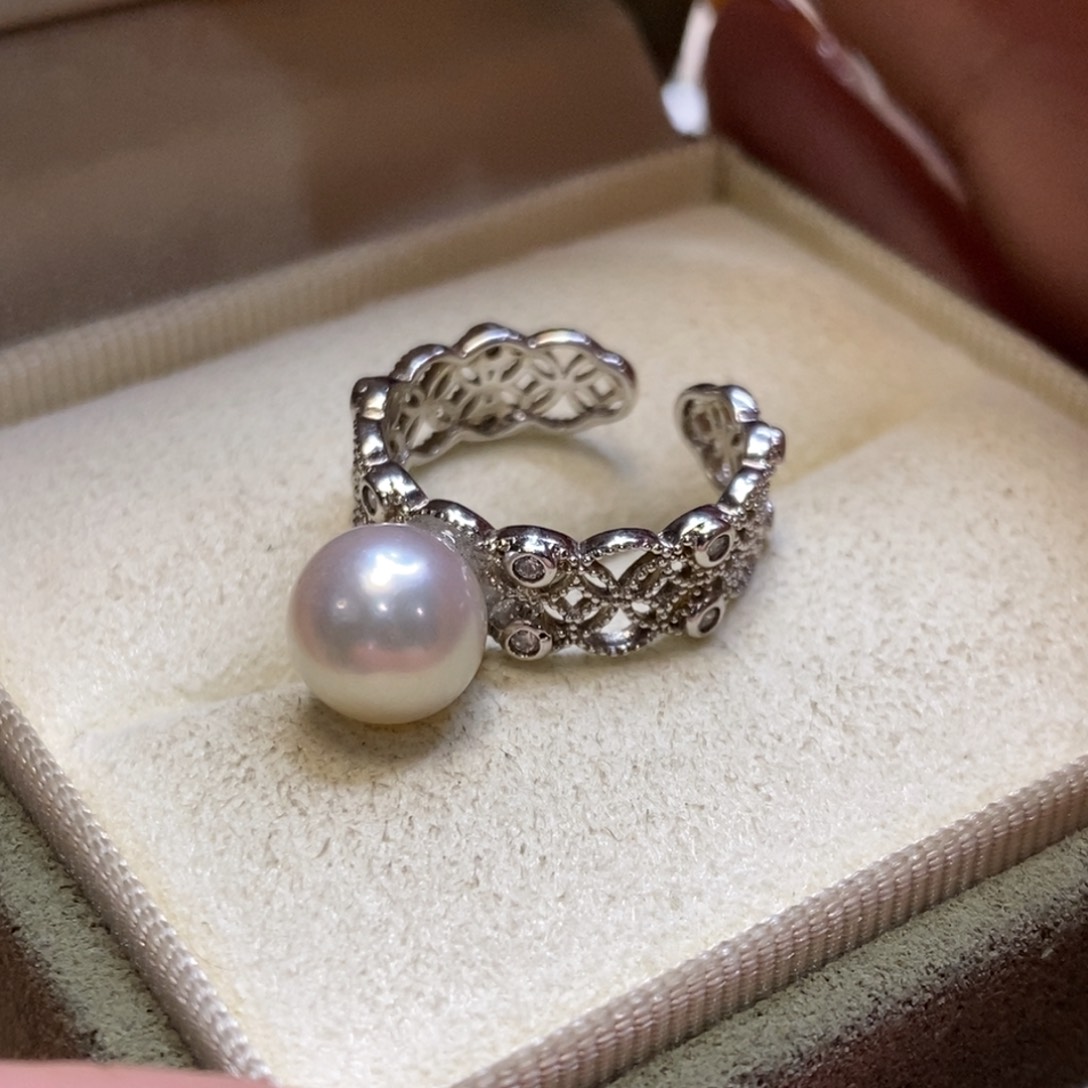 海水珍珠戒指银S925镶嵌