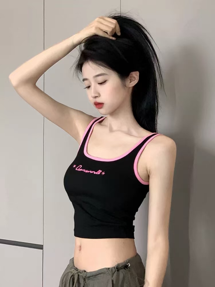 0.0g宽松型吊带夏季白色裹胸背心健身内搭无袖少女风