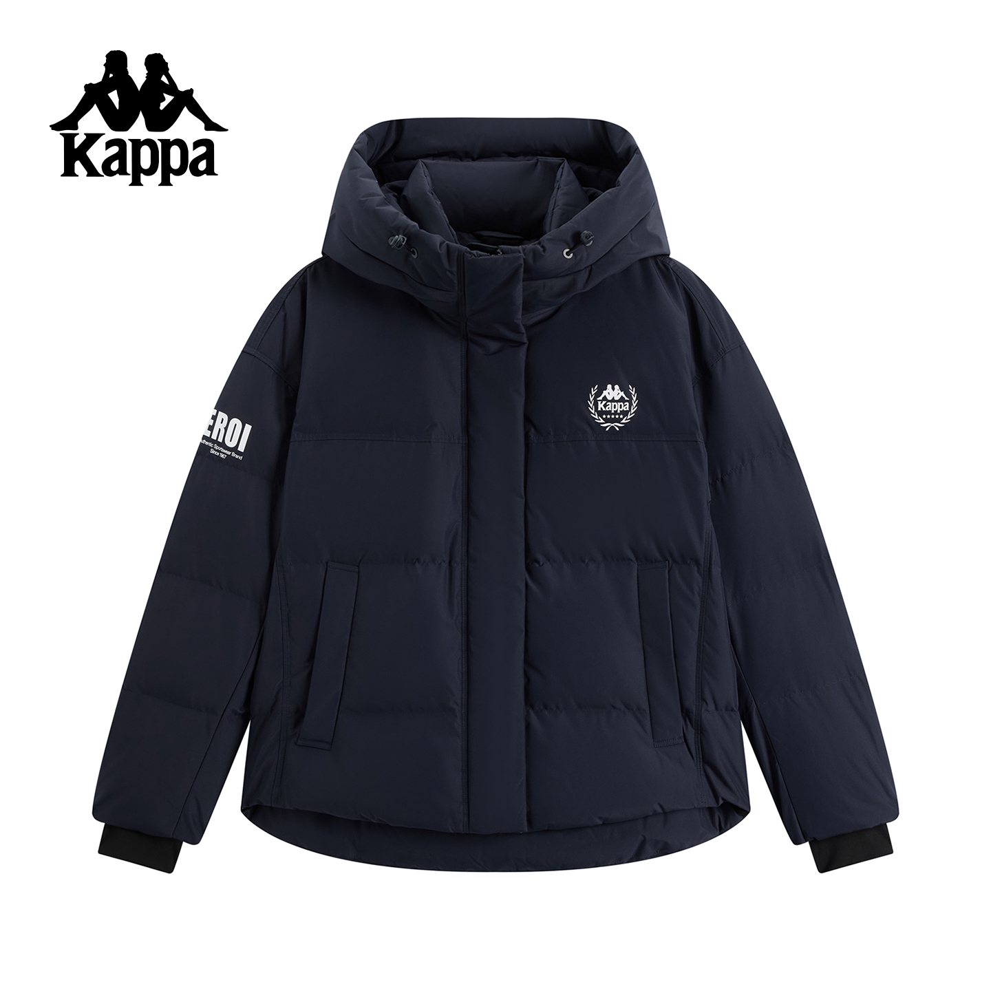 9-4 kappa 保暖拉链滑雪风时尚运动连帽字母印花冬季通用