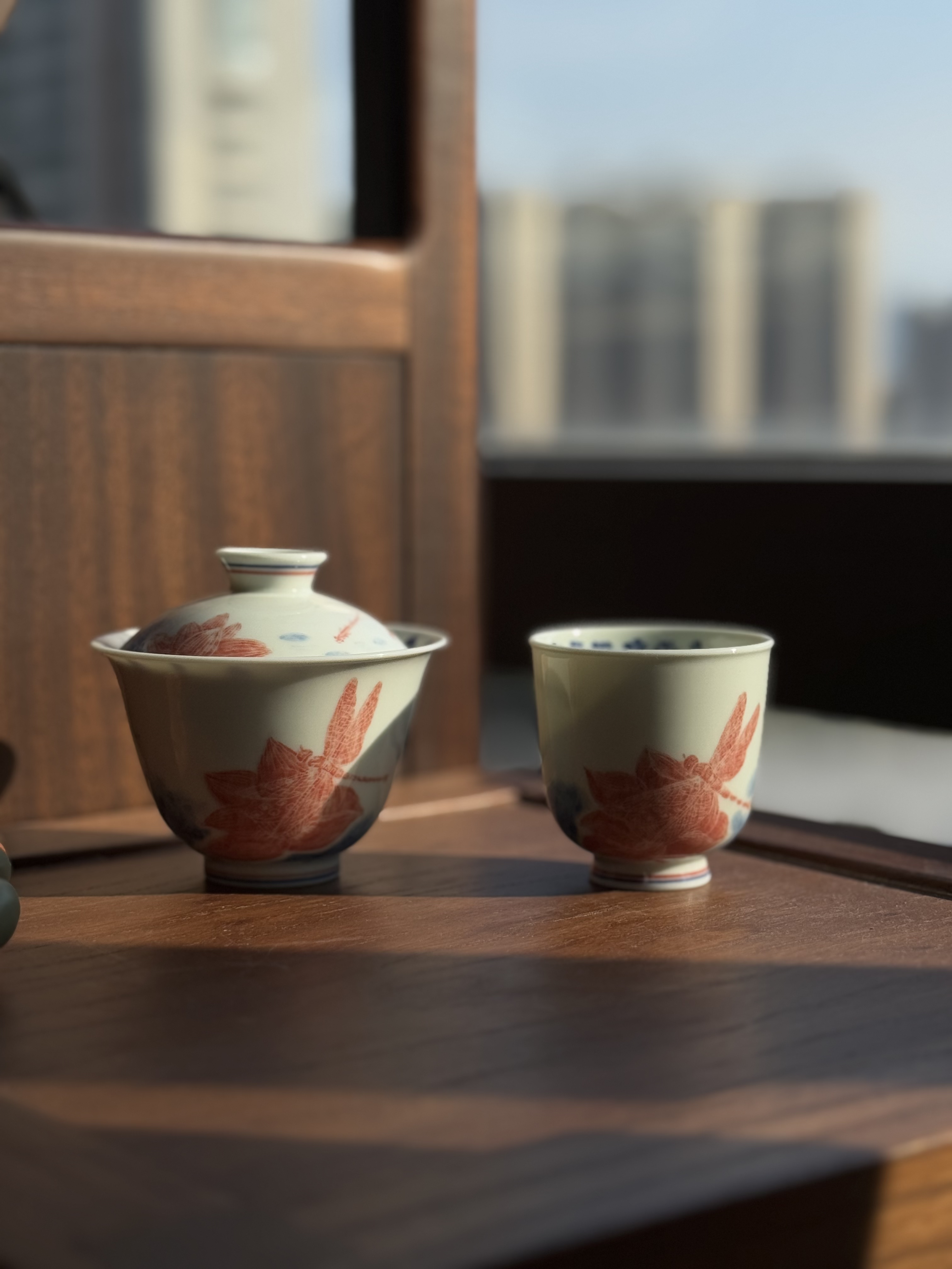 景德镇兆云文器沈国镇拓片荷塘清趣全手工岩茶100cc盖碗茶具