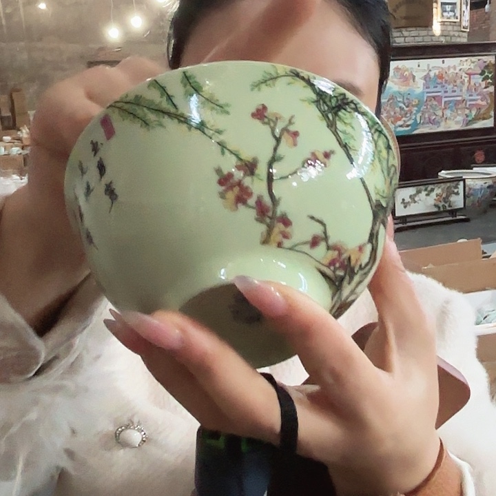 摆件陶景德镇高温陶瓷杏林春燕碗11