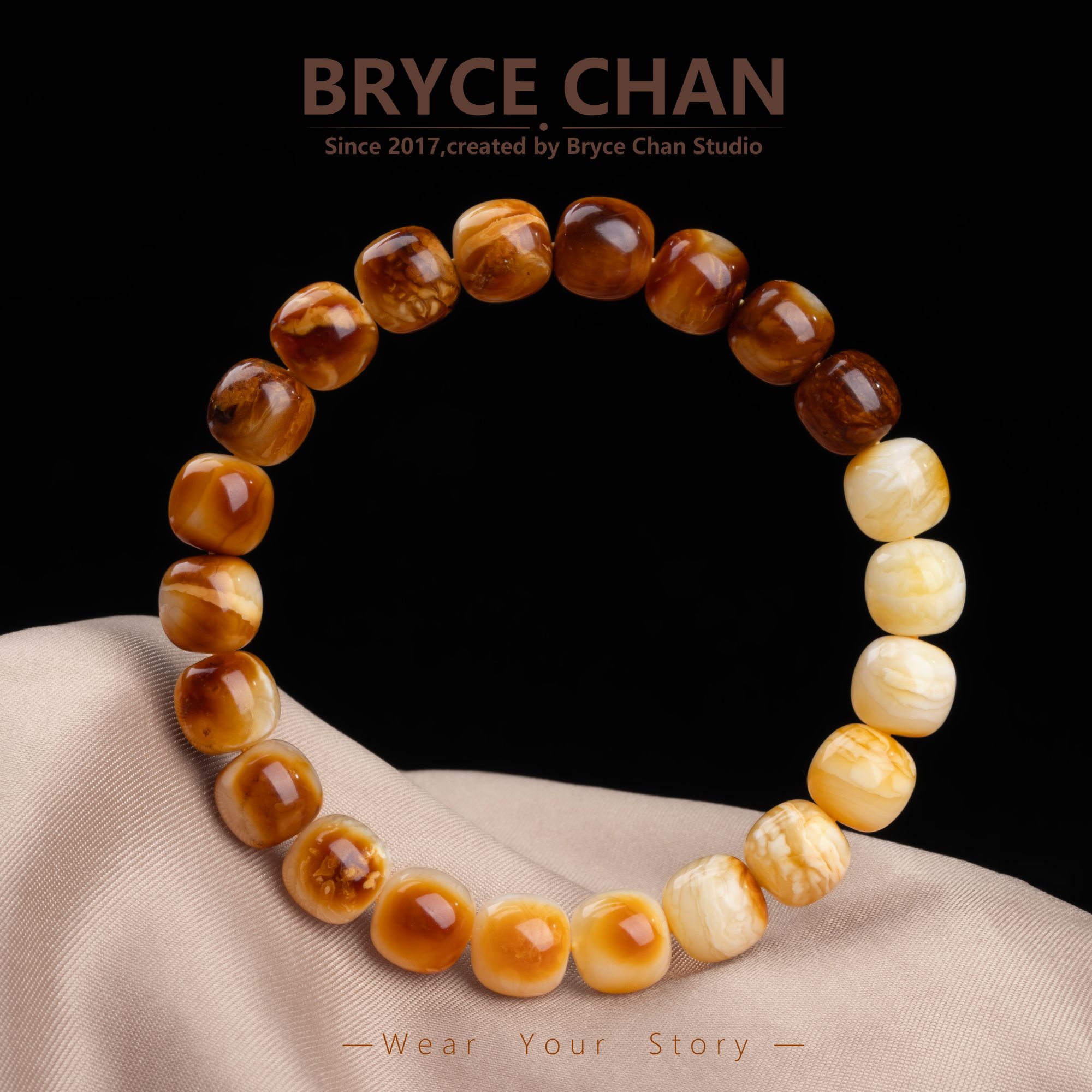 【耀今·虎迹】（9.2mm·10.34g·手围16.5）沁虎皮妖孽渐变老型蜜蜡手串