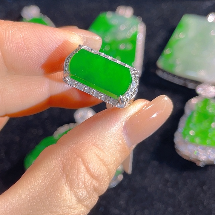 翡翠银S925镶嵌戒指翡翠