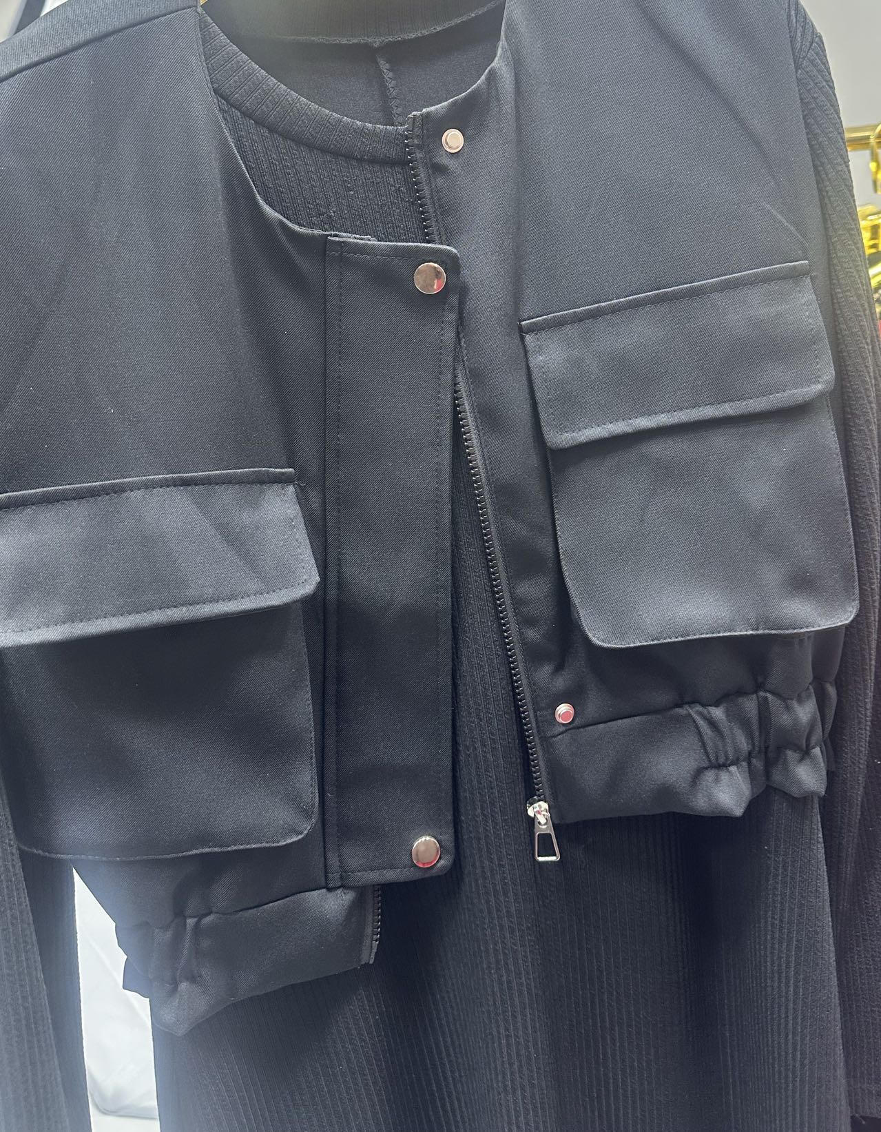 纯色口袋秋季黑色女女装简约休闲马甲女士马夹短款    030