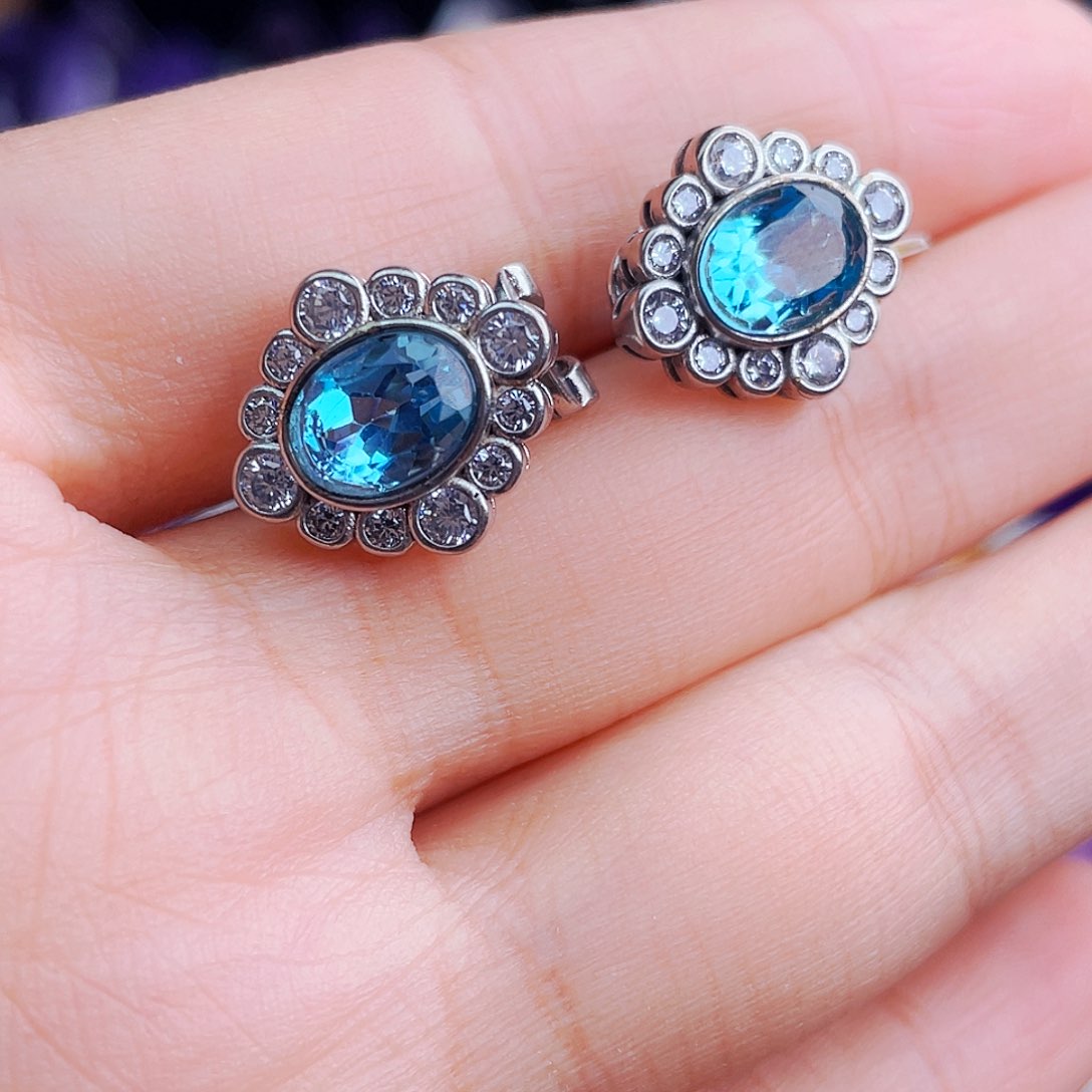 银S925镶嵌耳饰水晶天然保真