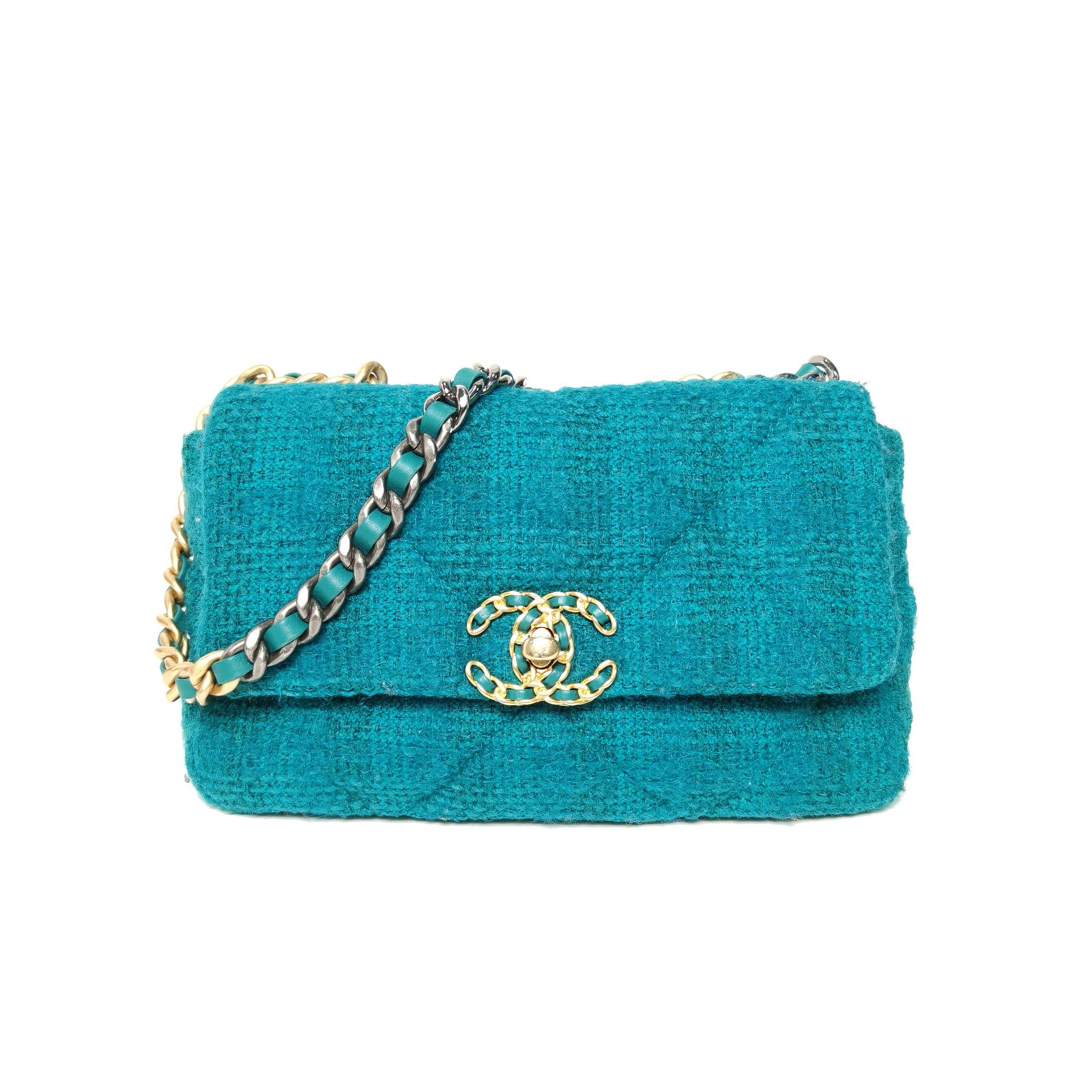 95新 Chanel/香奈儿 【娇】19BAG 口盖包26毛呢29开金银扣 825818