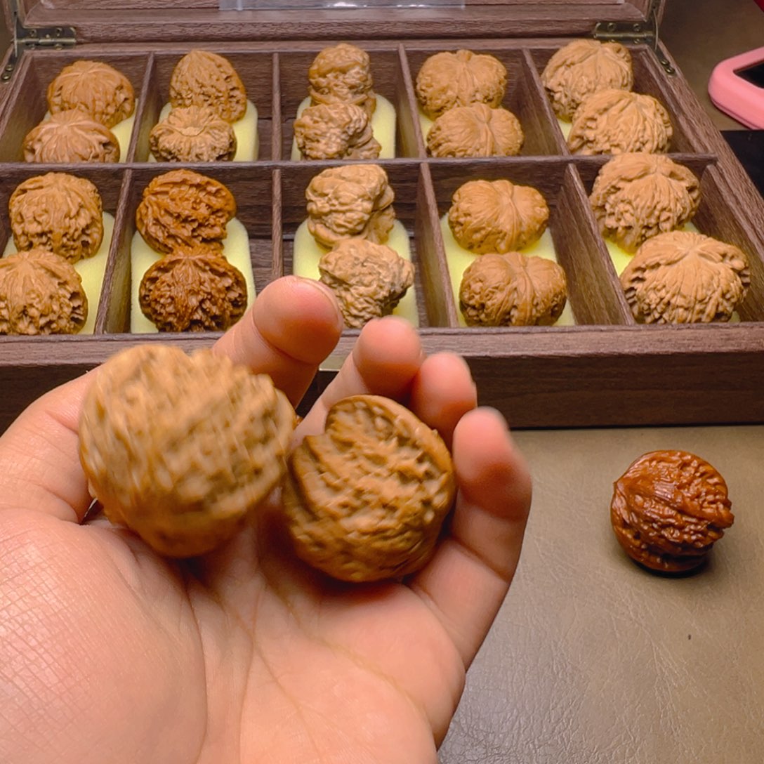 把件文玩核桃练手对，有色差，龟背
