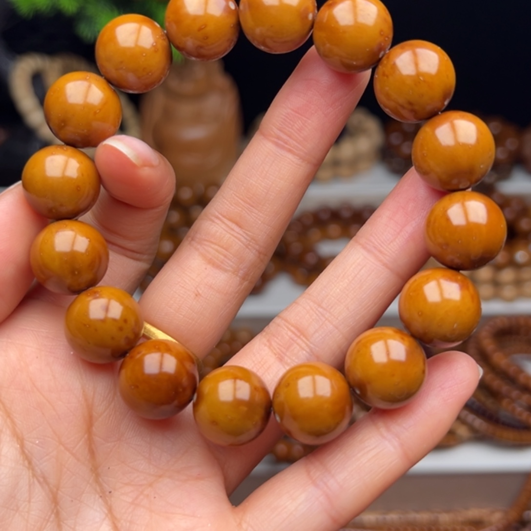 紫金鼠手串卡14.5半实心光珠