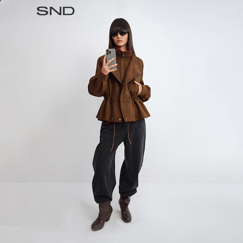 【SNDRARELY ALIKE 设计师品牌】SND AW25假两件立领抽绳收腰夹克