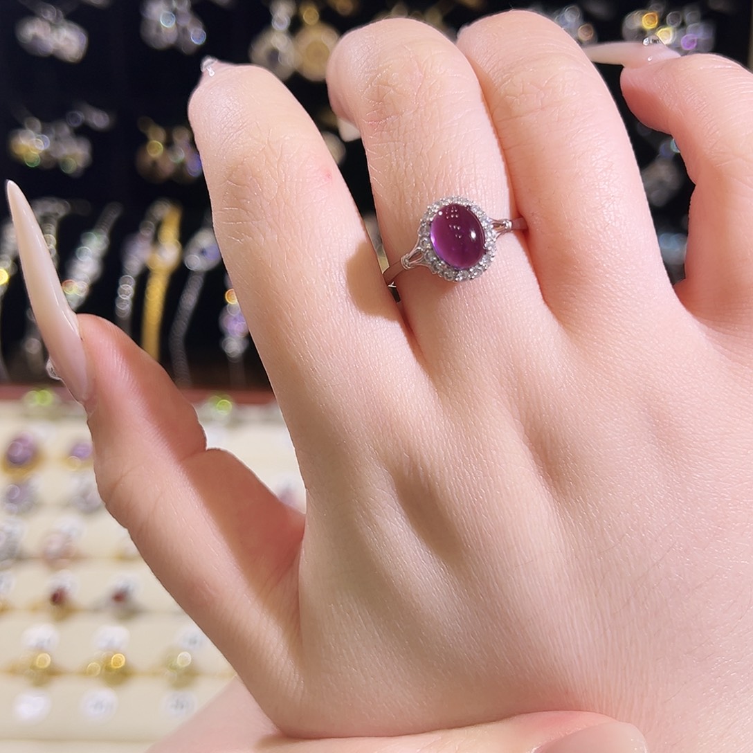 韩****水晶银S925镶嵌戒指