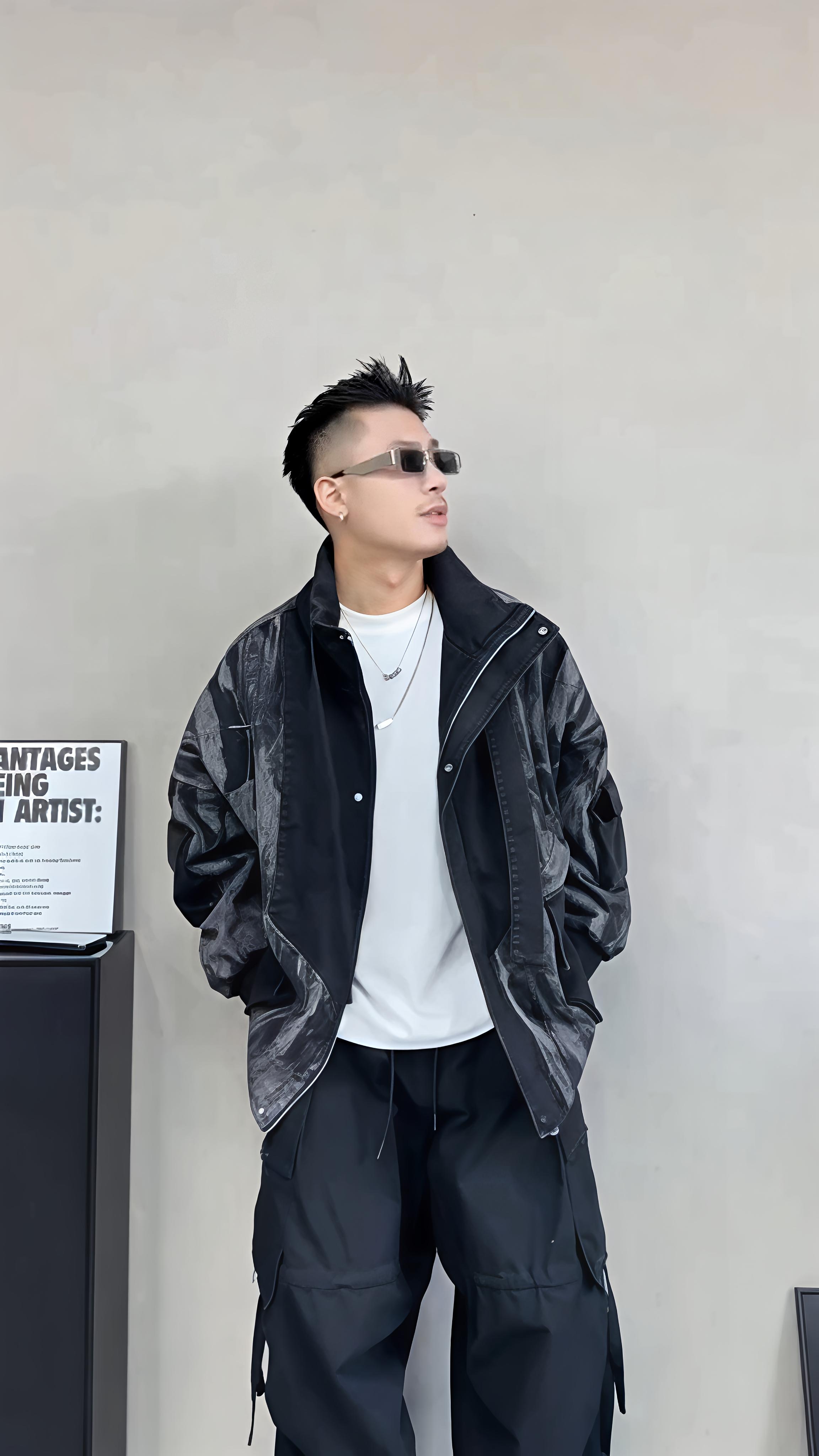 李先森潮牌冬季宽松棉服设计师款百搭潮流飘带休闲外套2808-1