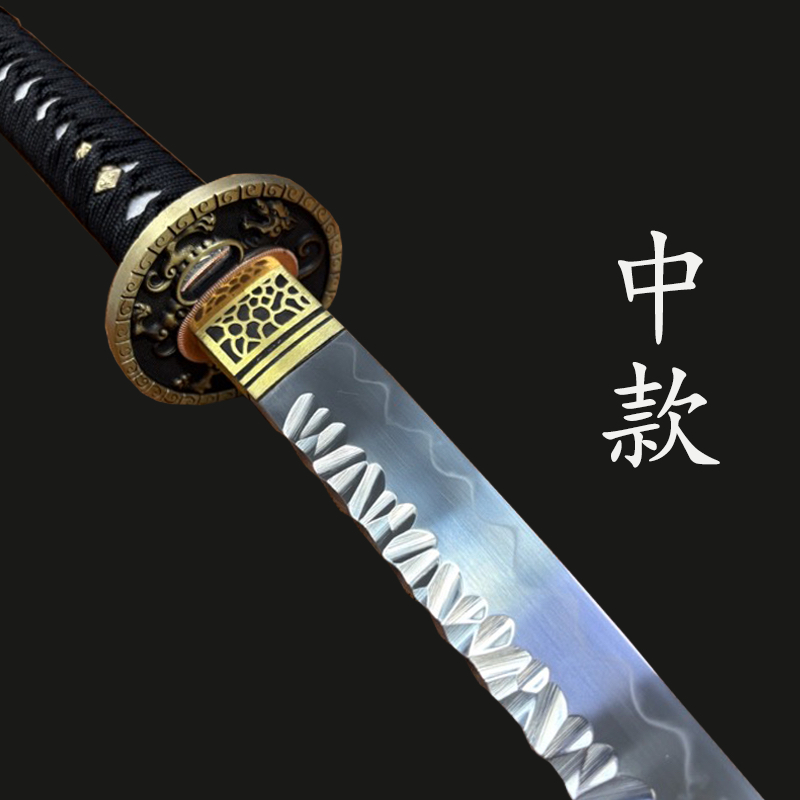 龙泉刀剑长款武士一体打刀拔刀铜装T10覆土烧刃锤纹收藏未开刃