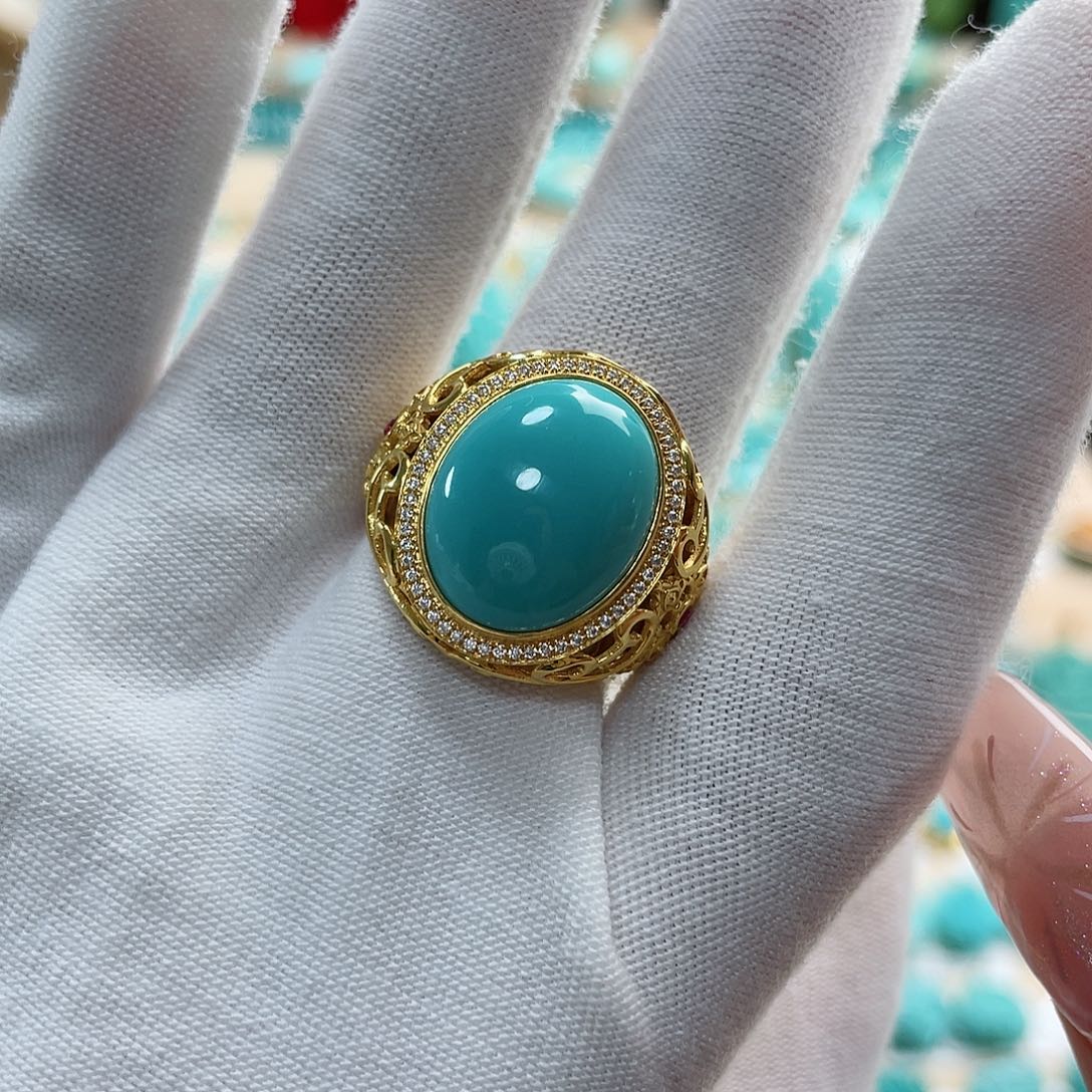 绿松石珠宝奇石18K金镶嵌