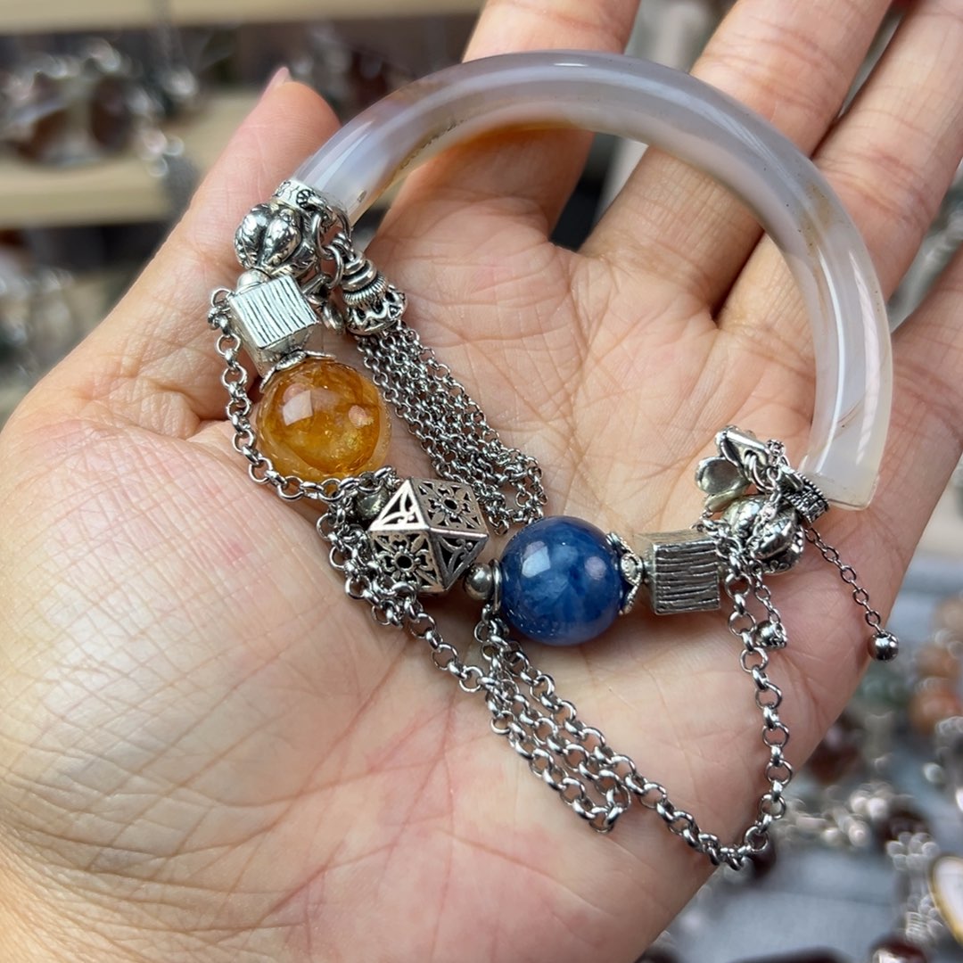 水晶手链合金叶****朵手串