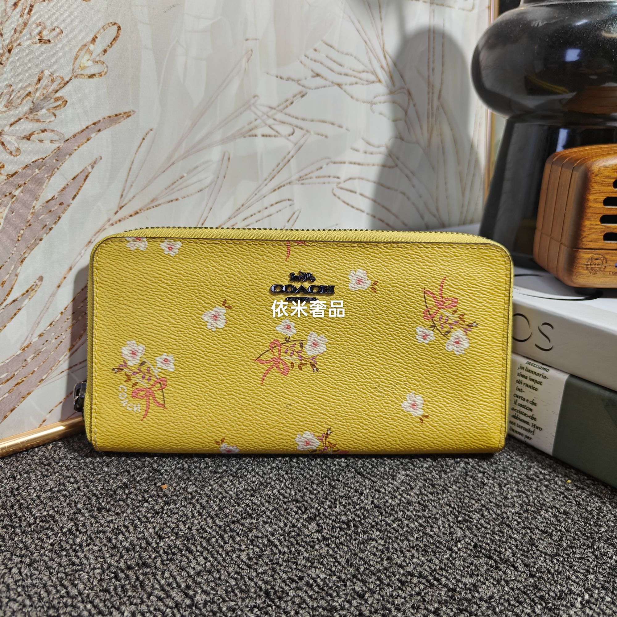 95新 COACH/蔻驰 黄色小花朵长款钱包G25101929尺寸19*10