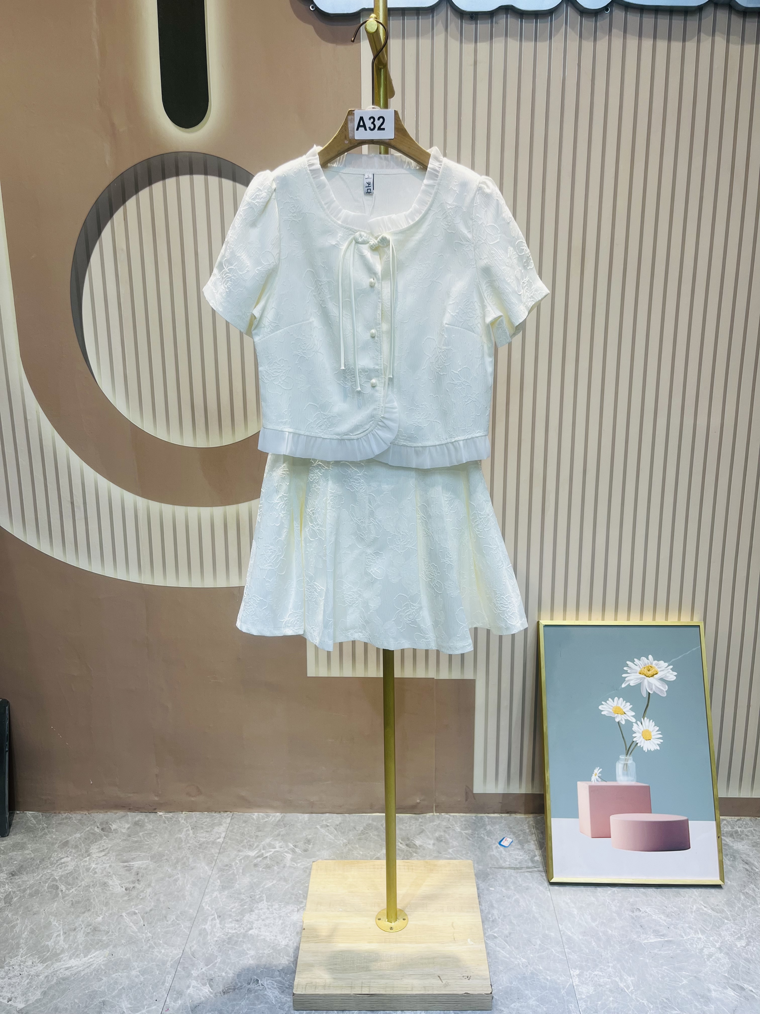 【广哥】甄选品牌女装新中式套装旗袍上衣配百褶半身裙两件套A32