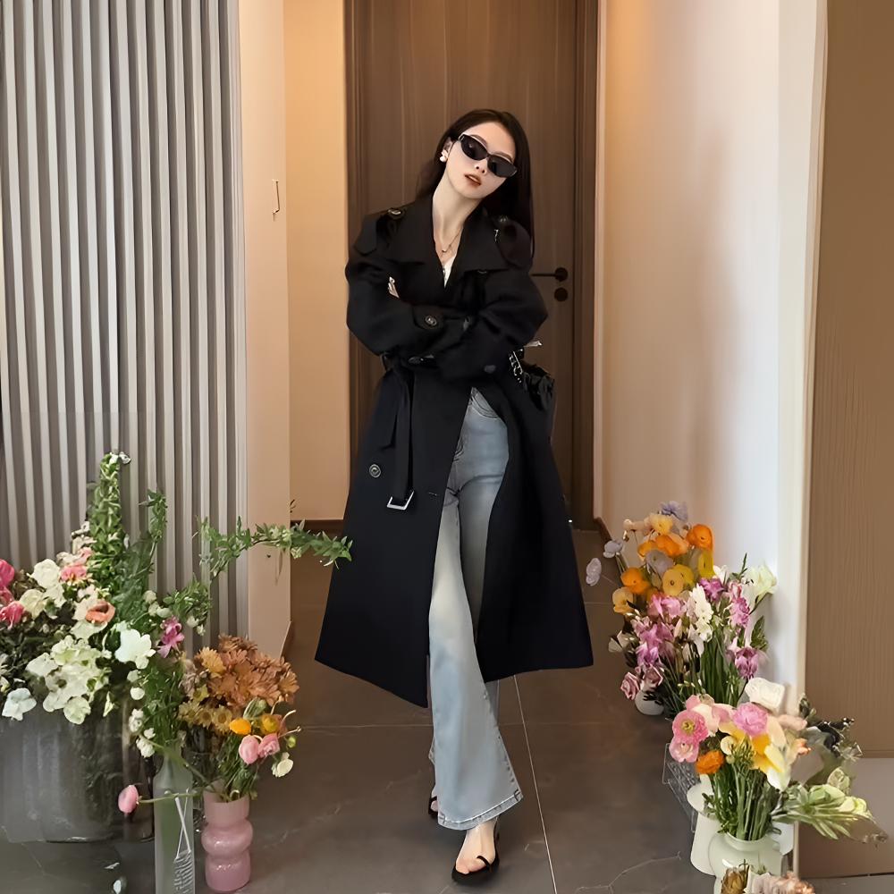 2025开春高级感韩系宽松中长款风衣气质