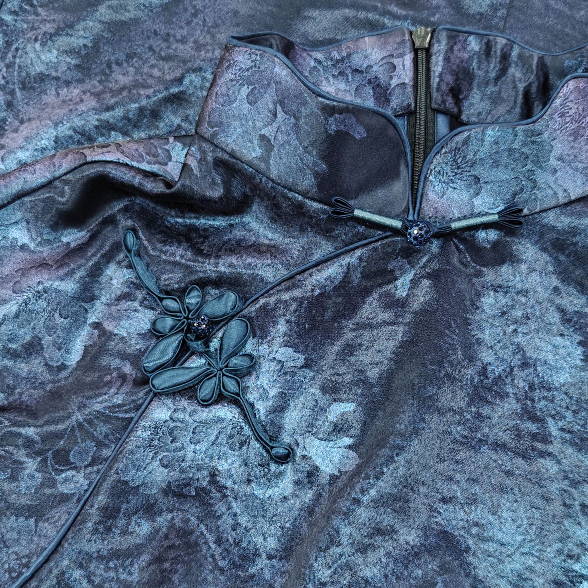 白幼秀5706白幼秀新款气质无袖夏季印花中长款优雅立领改良旗袍