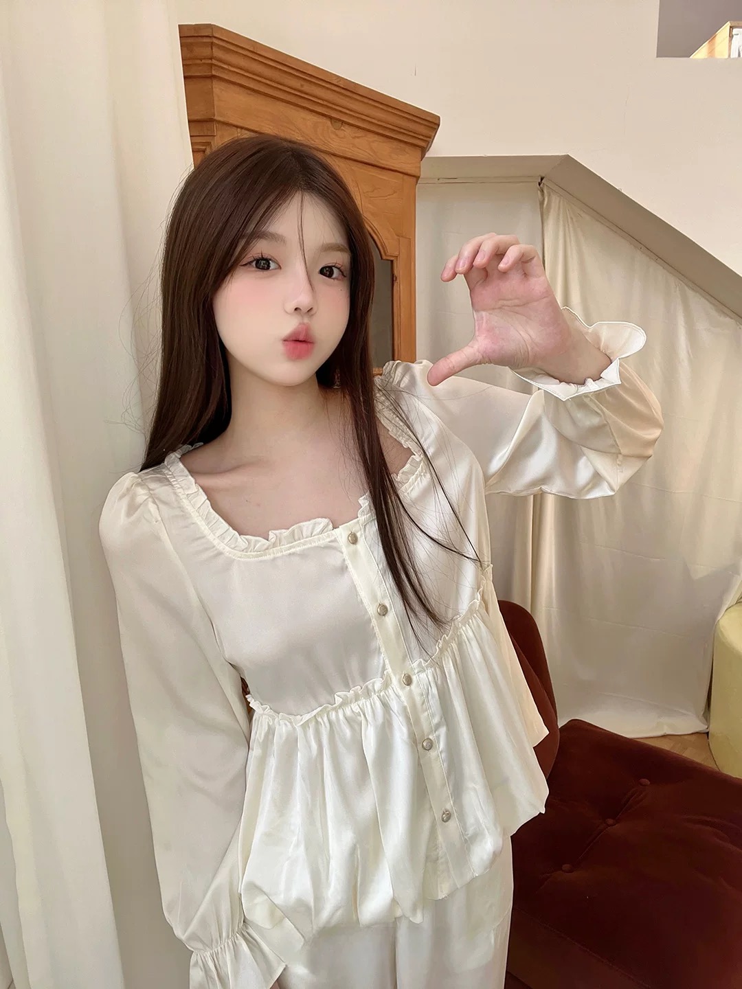 【宅家小乖】法式高级感睡衣女春秋新款纯欲可爱家居服可外穿