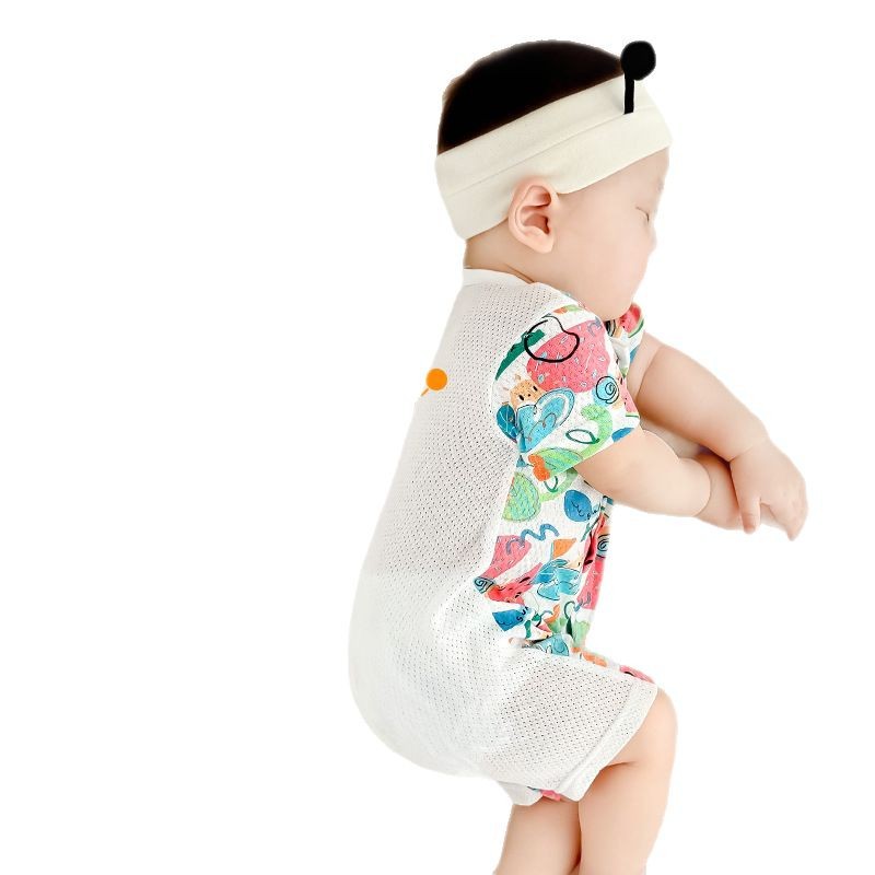 爬服纯棉透气衣服连体衣夏季睡衣儿童婴儿哈衣新生儿婴儿宝宝短爬