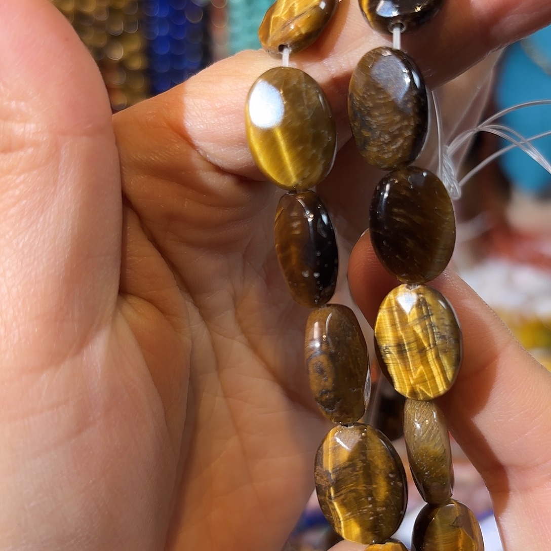 玛瑙/玉髓银S925镀金镶嵌珠宝半成品虎眼蛋面切面12-16一条