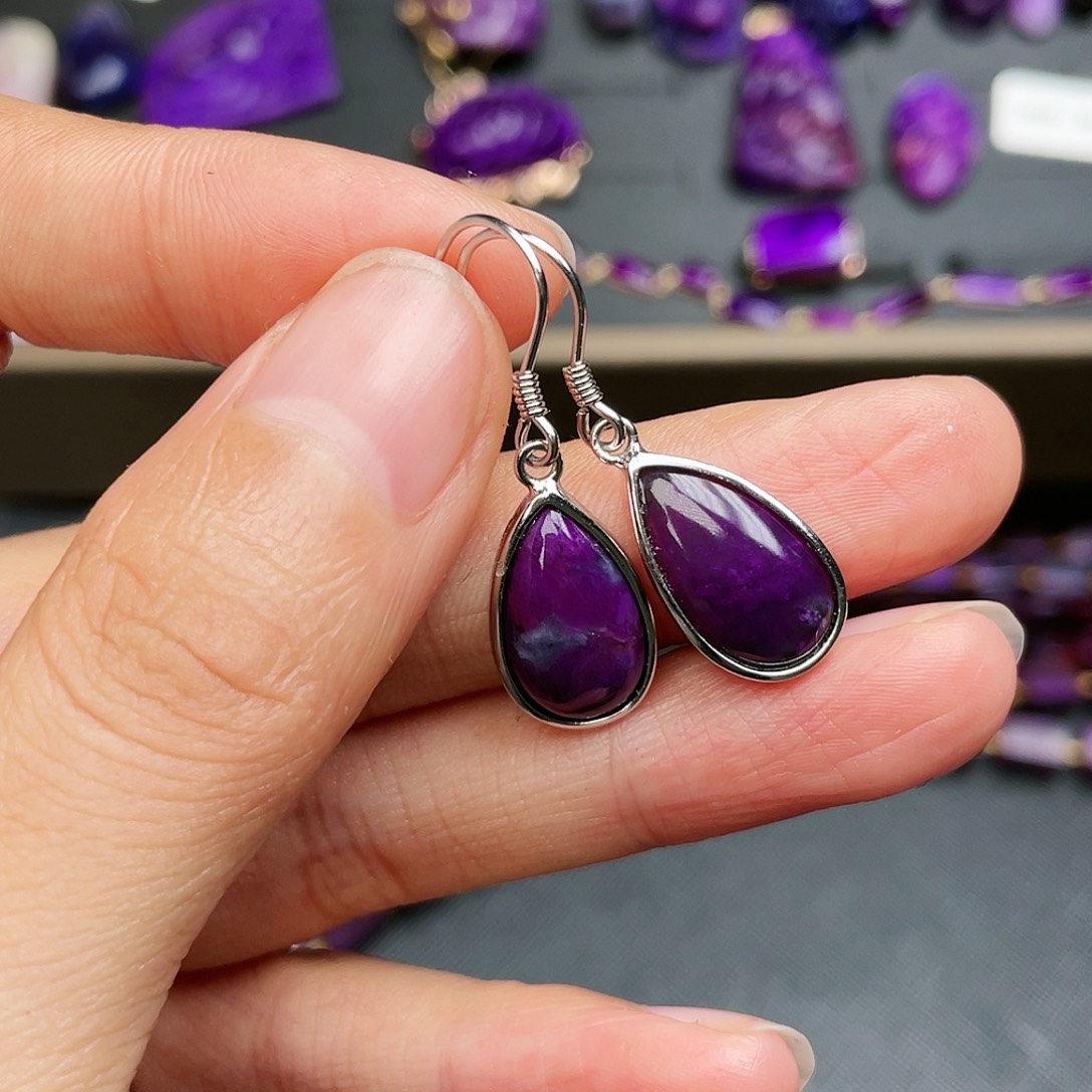 苏纪石（舒俱来）耳钩银S925镶嵌