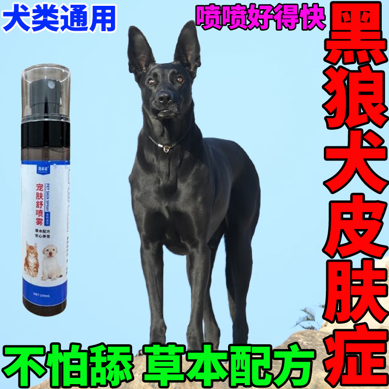 黑狼犬皮肤症专用草本护理液伤口溃烂流脓螨虫瘙痒腥臭红肿喷雾剂