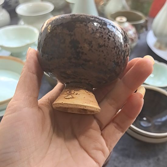 将***士瓷片高足杯一个全品一个