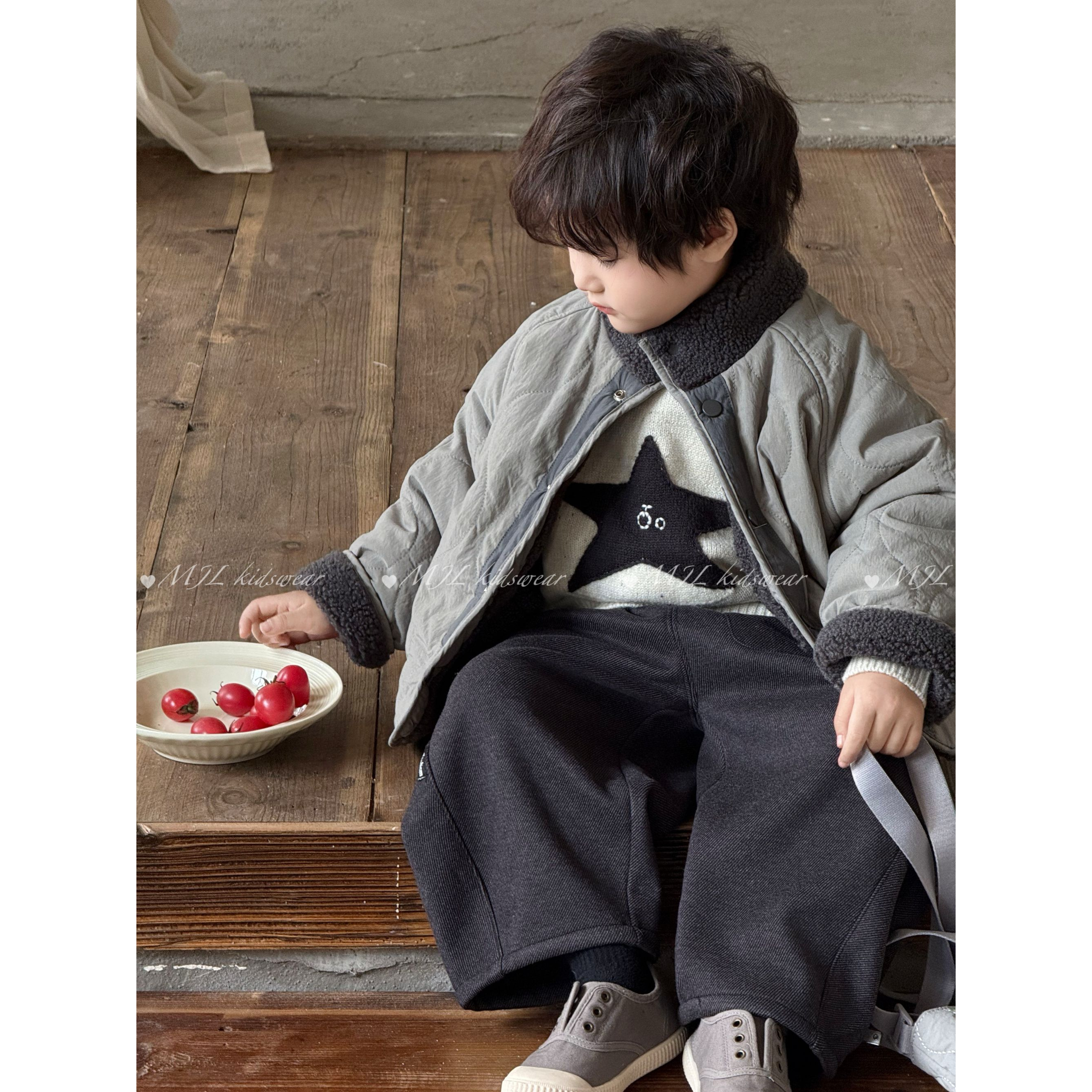 MJL丨冬款【韩系软萌感】韩版保暖羊羔绒两面穿儿童棉外套丨HT5050