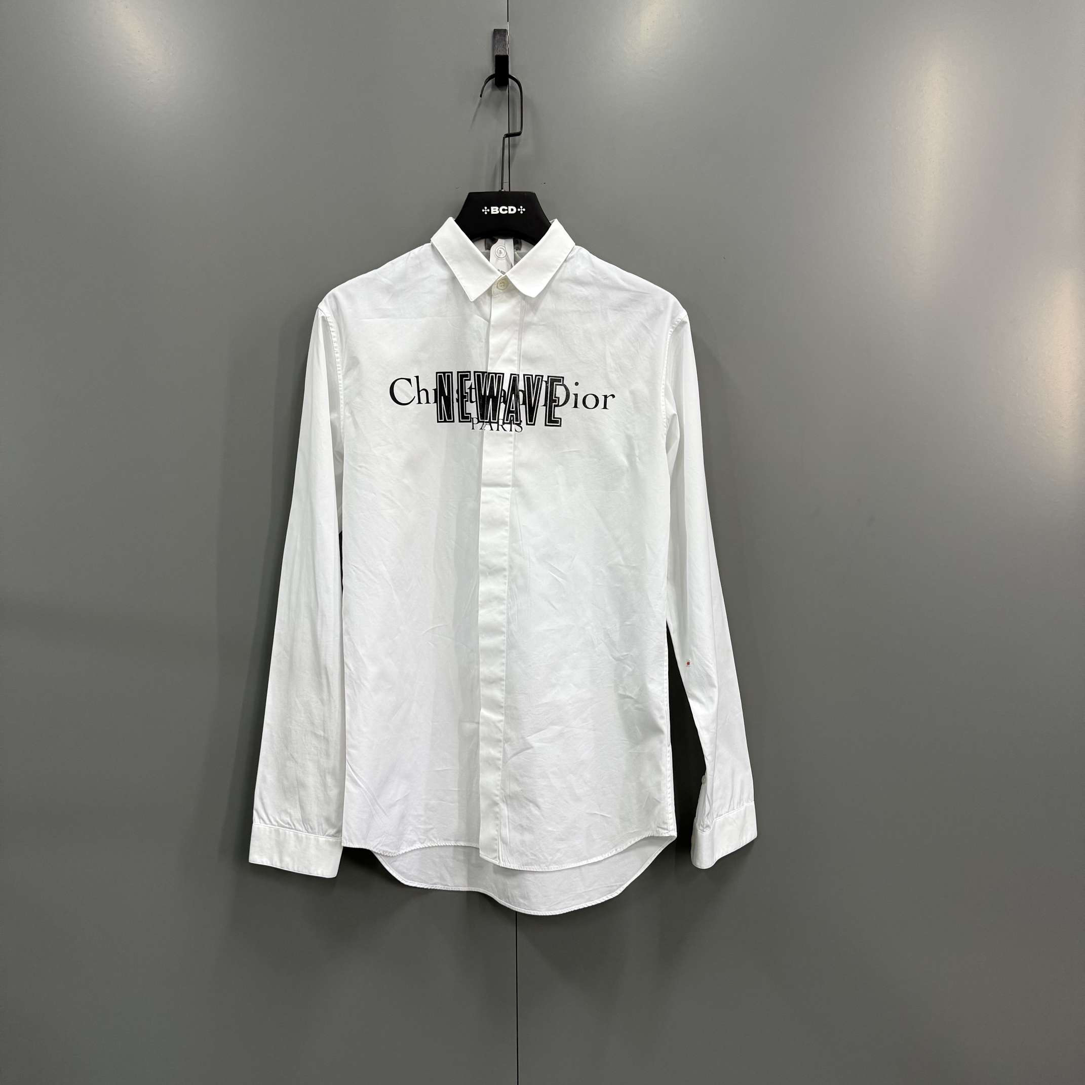 95新 DIOR/迪奥 （jp）205白色正面logo印花衬衫 38码