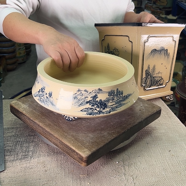 难***涂泳坤堂石湾花盆陶瓷