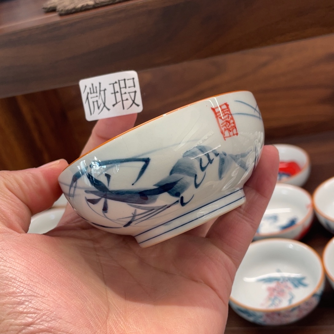 釉下手绘茶具微瑕