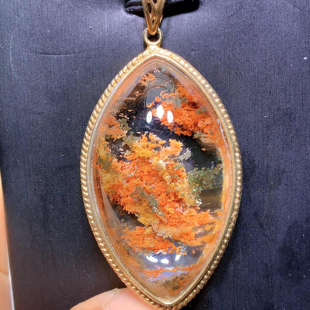 水晶吊坠银S925镀金镶嵌天然水晶