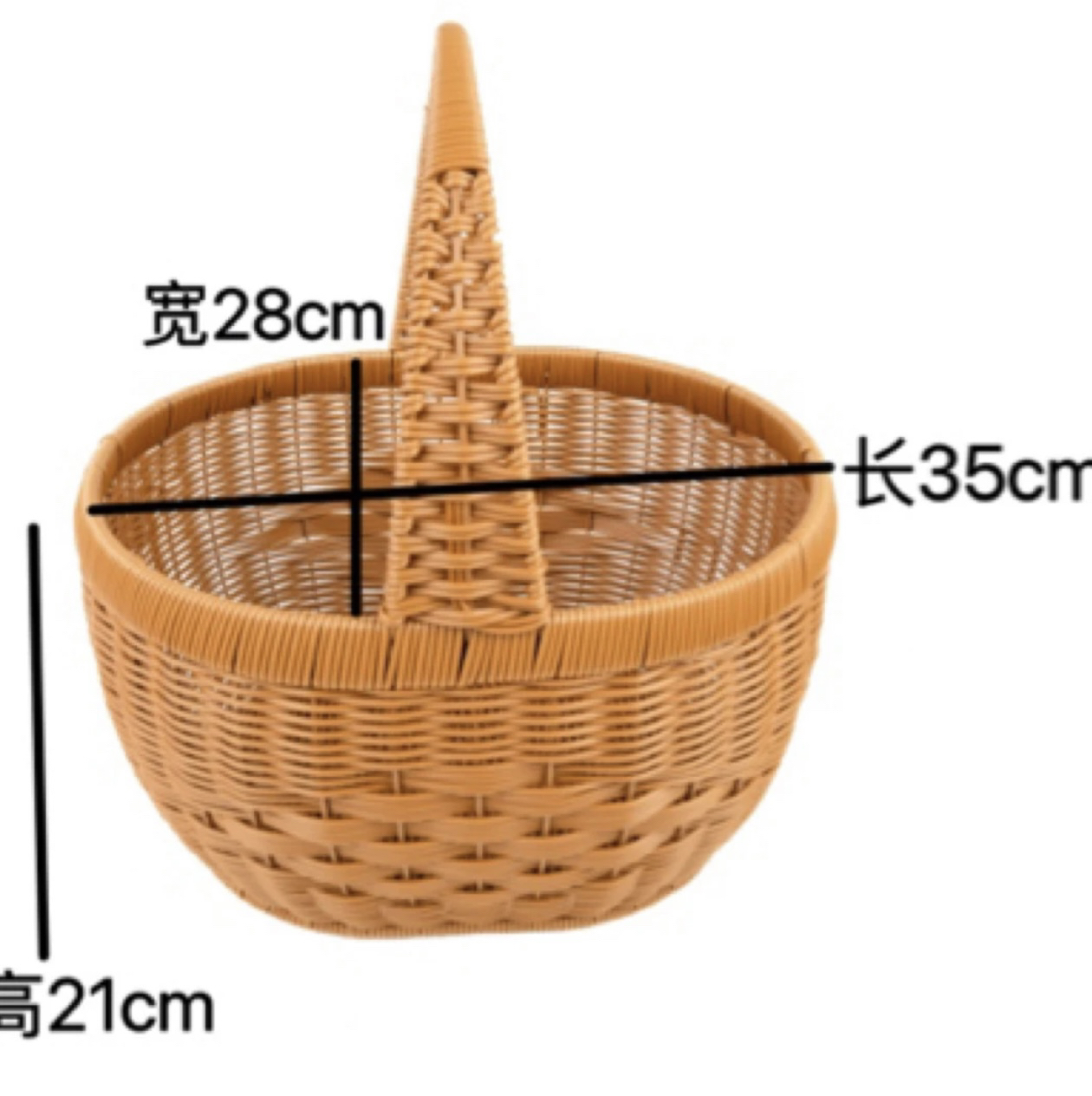 中国结手提篮大号购物野餐篮长35*宽28*高20cm复古户外纯手工