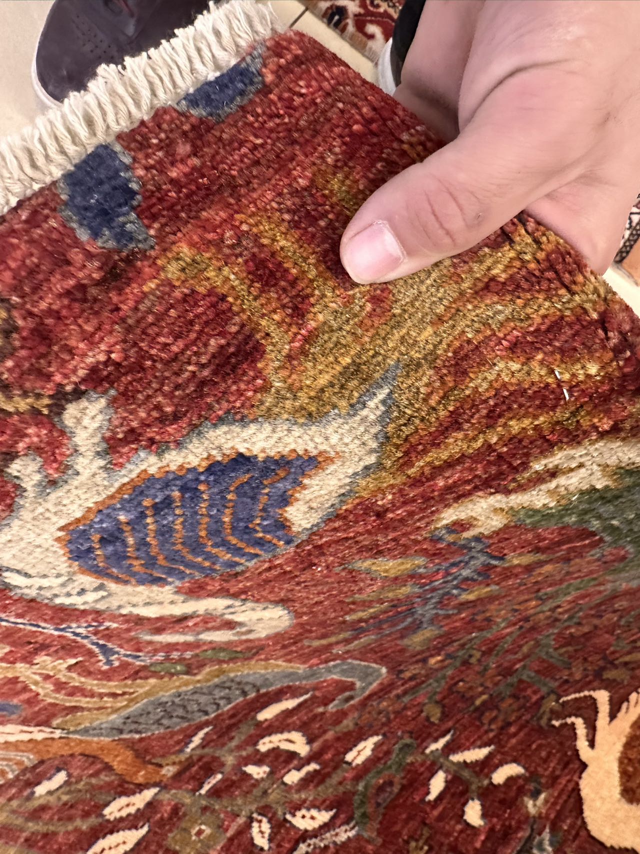 爆款纯手工地毯红色的0.75*2.3