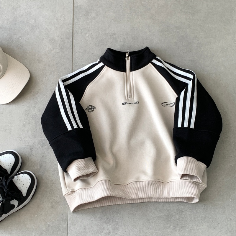 儿童撞色拉链立领加绒卫衣冬款2025新品 37878