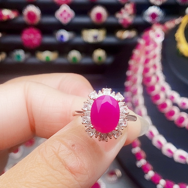 红宝石银S925镶嵌戒指