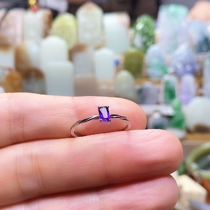 水晶戒指银S925镶嵌水晶