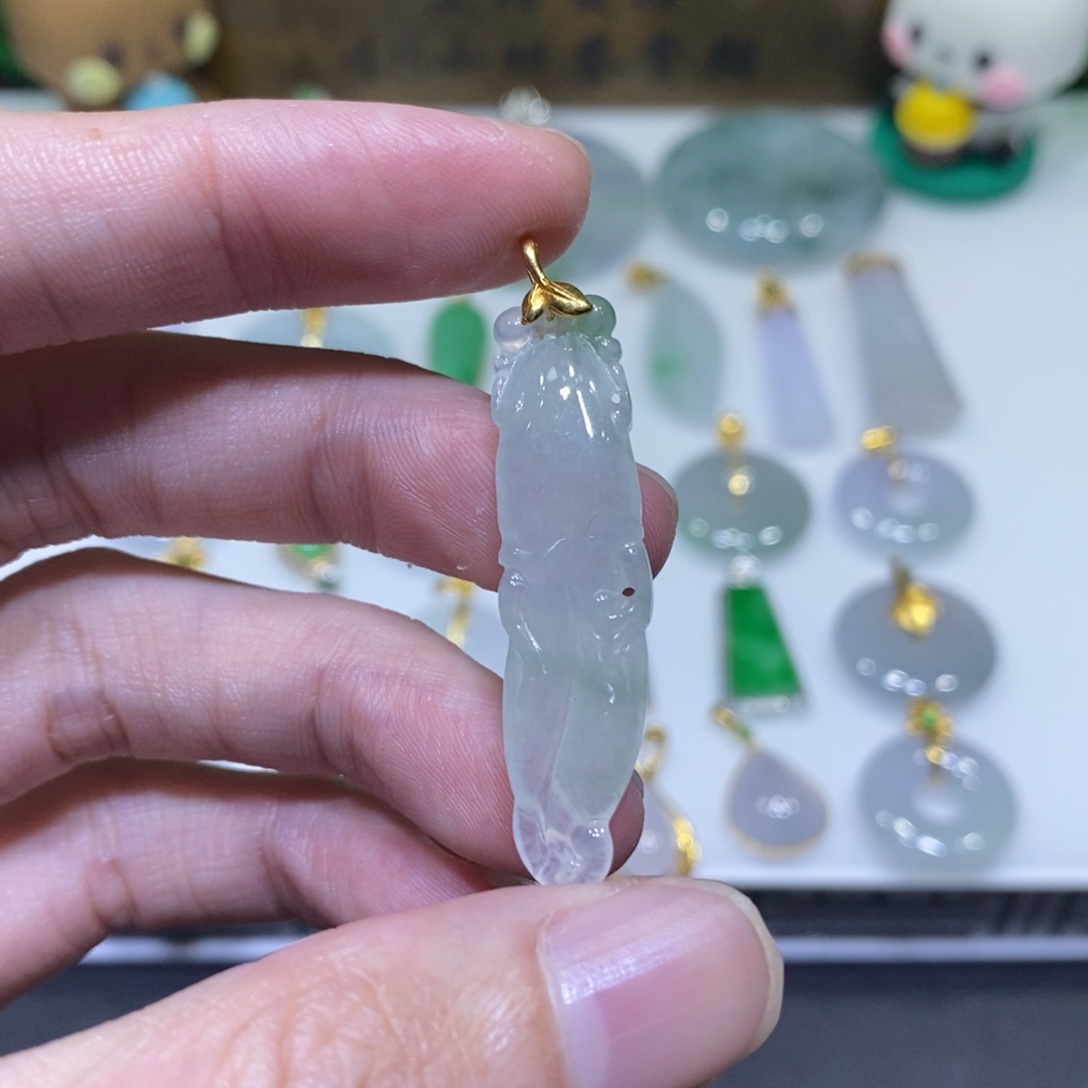 翡翠18K金镶嵌吊坠(不含链)