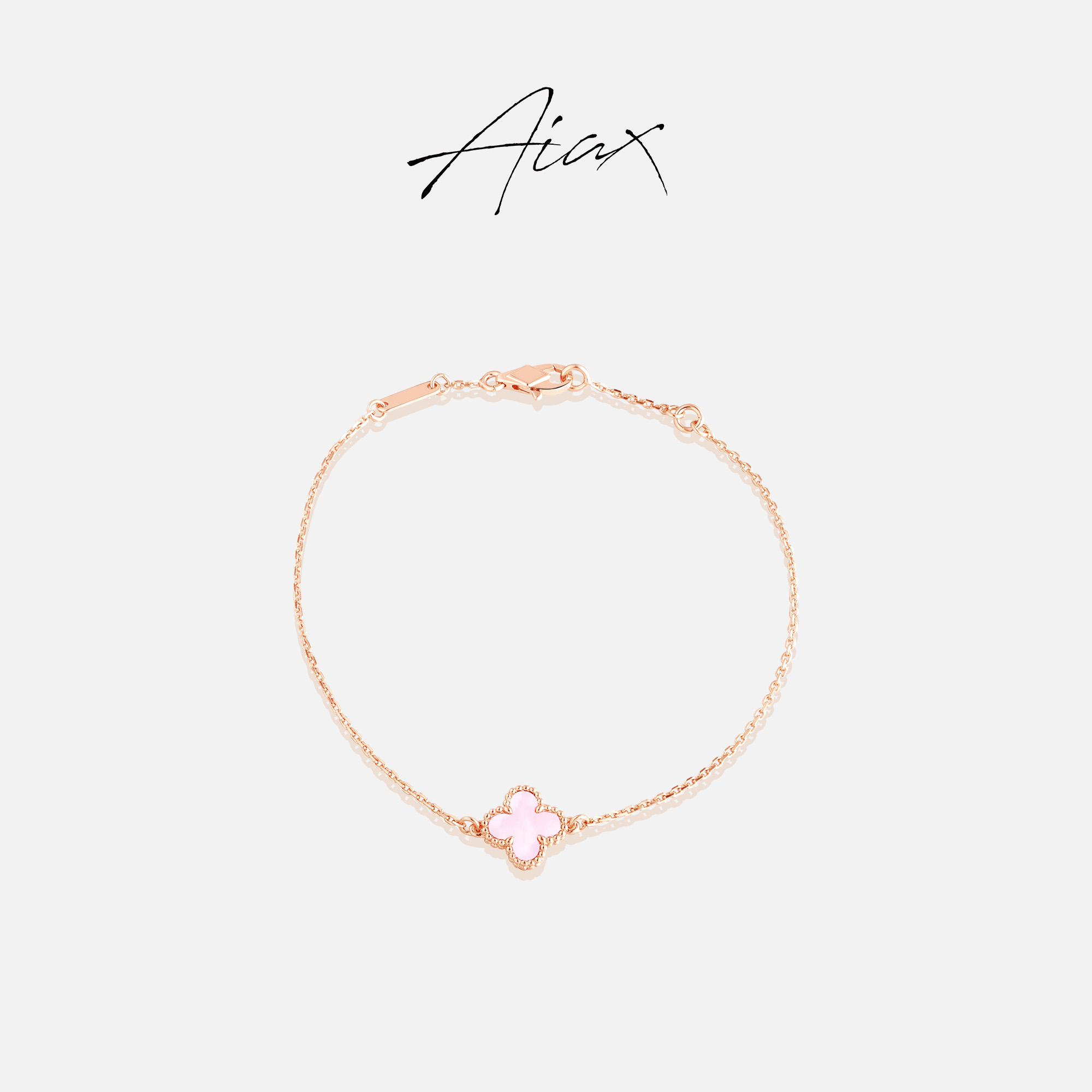 AIAX 925银 镀K金【阿罕布拉】经典初恋四叶蛇年红色手链TSS7260