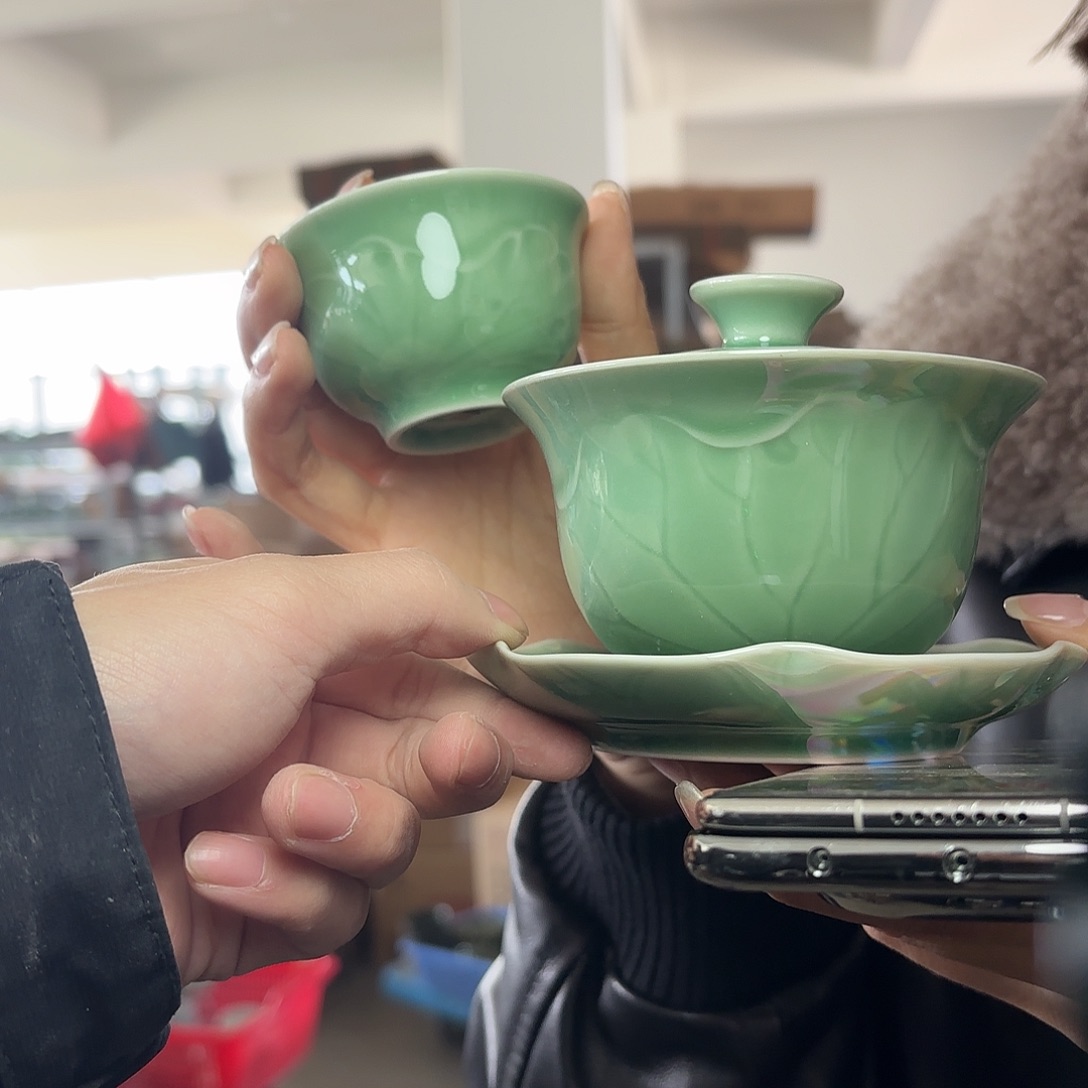 龙泉云间青瓷小米茶器