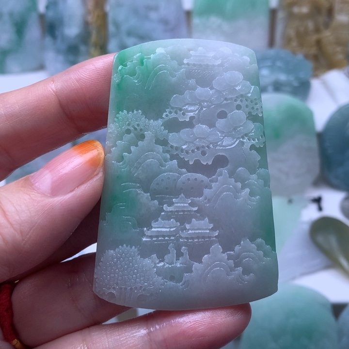 定制翡翠未镶嵌挂件山水挂件