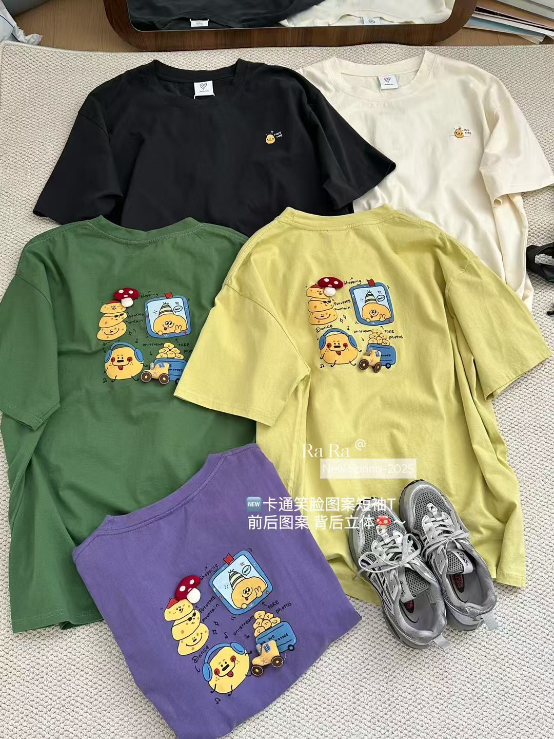 【编码200-299】大版休闲中长款印花宽松慵懒风短袖长袖卫衣上衣女