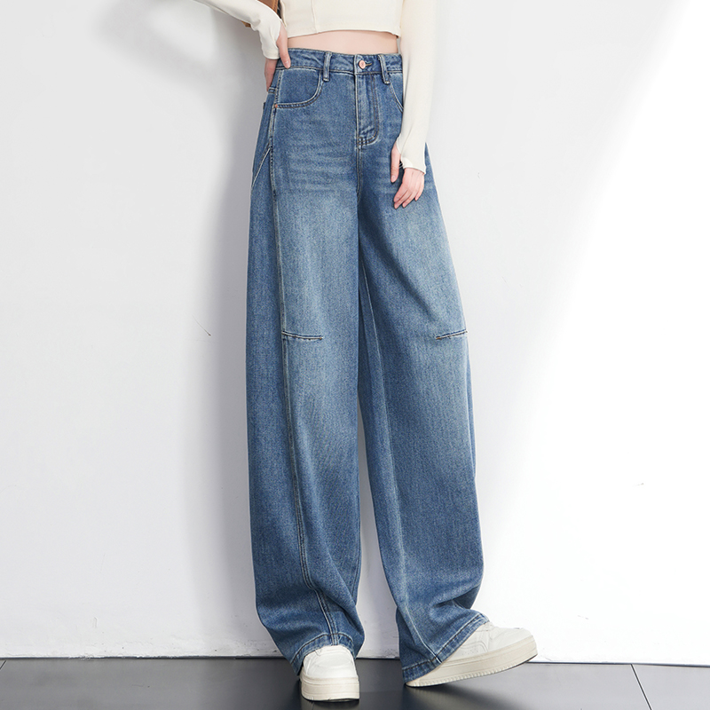 哥弟阿玛施正品老钱风弯刀裤新款秋款加长牛仔裤小个子阔腿镰刀裤